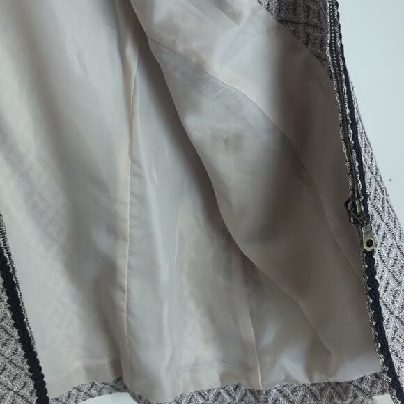Silk Zip Front Blazer With Fringe Diamond Print Women's Size 14* - Picture 6 of 10